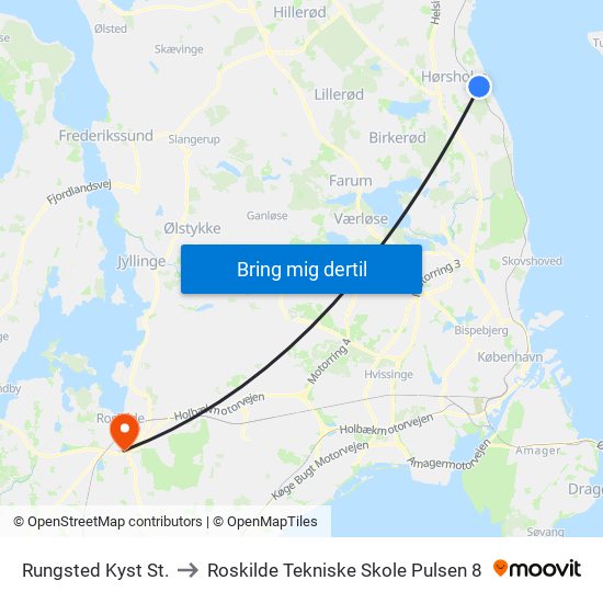 Rungsted Kyst St. to Roskilde Tekniske Skole Pulsen 8 map