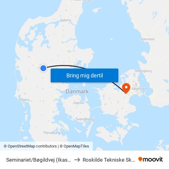 Seminariet/Bøgildvej (Ikast-Brande Kom) to Roskilde Tekniske Skole Pulsen 8 map