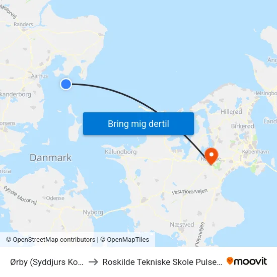 Ørby (Syddjurs Kom) to Roskilde Tekniske Skole Pulsen 8 map