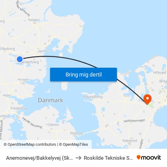 Anemonevej/Bakkelyvej (Skanderborg Kom) to Roskilde Tekniske Skole Pulsen 8 map