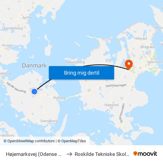 Højemarksvej (Odense Kommune) to Roskilde Tekniske Skole Pulsen 8 map