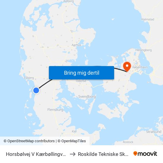 Horsbølvej V Kærbøllingvej (Skærbæk) to Roskilde Tekniske Skole Pulsen 8 map