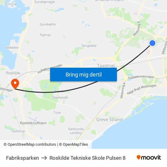 Fabriksparken to Roskilde Tekniske Skole Pulsen 8 map