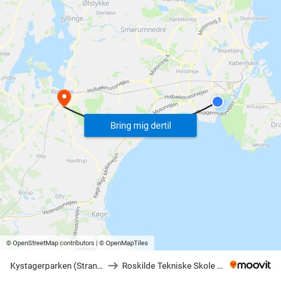 Kystagerparken (Strandbovej) to Roskilde Tekniske Skole Pulsen 8 map