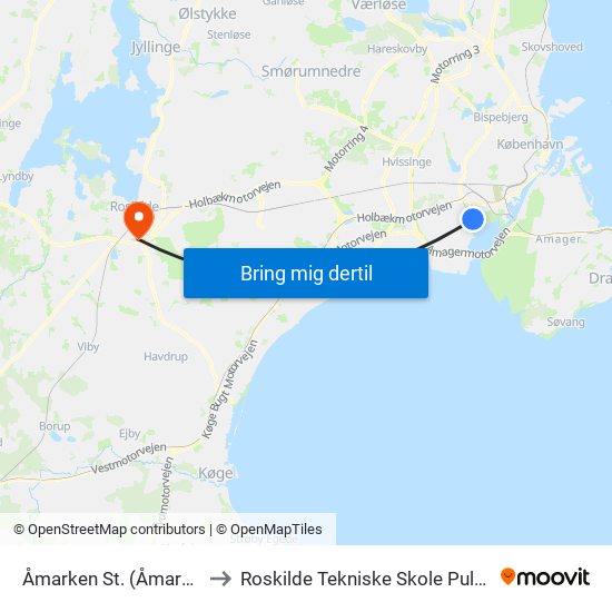 Åmarken St. (Åmarkvej) to Roskilde Tekniske Skole Pulsen 8 map