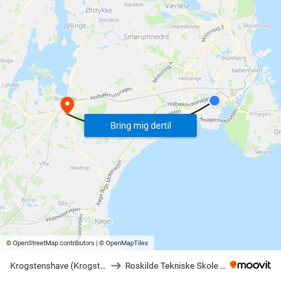 Krogstenshave (Krogstens Alle) to Roskilde Tekniske Skole Pulsen 8 map