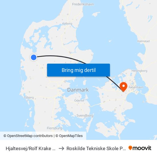 Hjaltesvej/Rolf Krake Skolen to Roskilde Tekniske Skole Pulsen 8 map