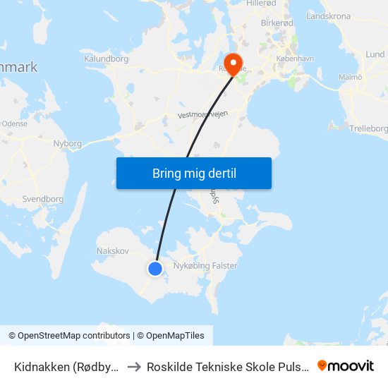 Kidnakken (Rødbyvej) to Roskilde Tekniske Skole Pulsen 8 map