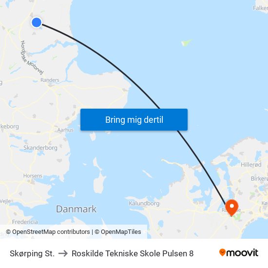 Skørping St. to Roskilde Tekniske Skole Pulsen 8 map