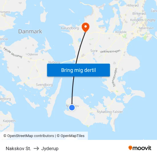 Nakskov St. to Jyderup map