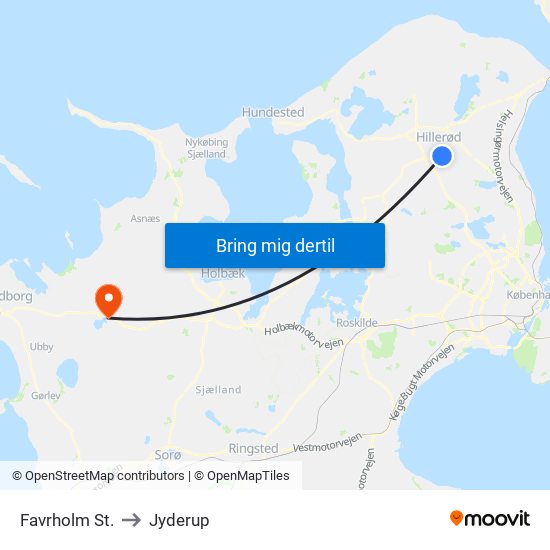 Favrholm St. to Jyderup map