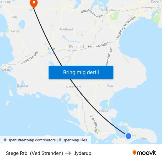 Stege Rtb. (Ved Stranden) to Jyderup map