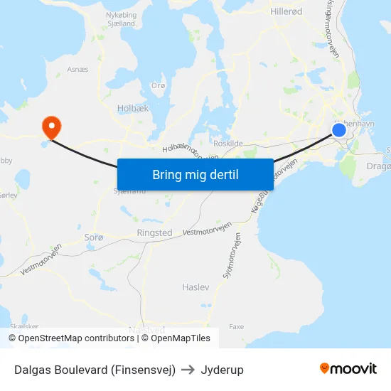 Dalgas Boulevard (Finsensvej) to Jyderup map