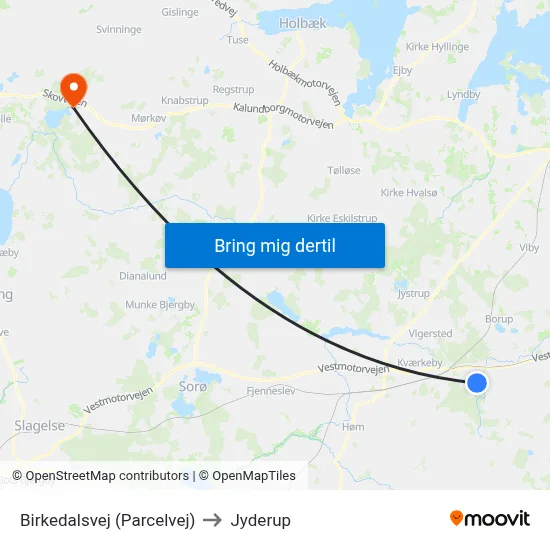 Birkedalsvej (Parcelvej) to Jyderup map