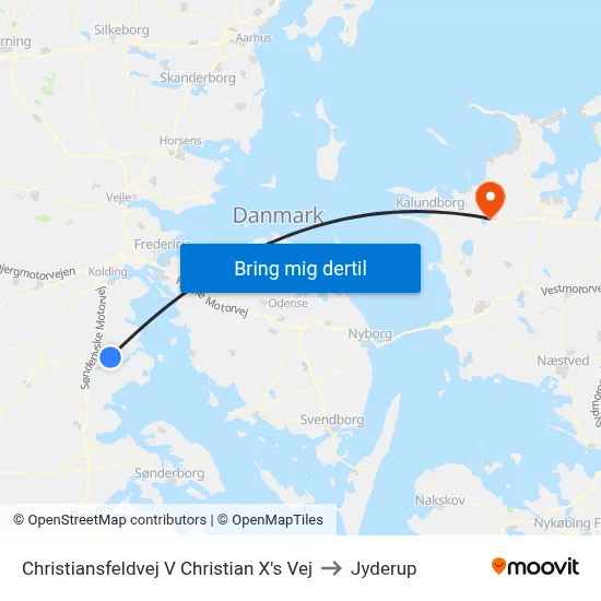 Christiansfeldvej V Christian X's Vej to Jyderup map