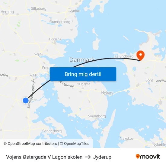 Vojens Østergade V Lagoniskolen to Jyderup map