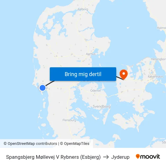 Spangsbjerg Møllevej V Rybners (Esbjerg) to Jyderup map