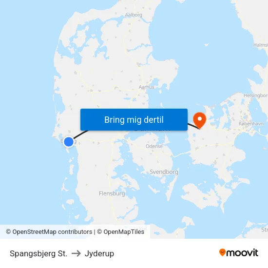 Spangsbjerg St. to Jyderup map