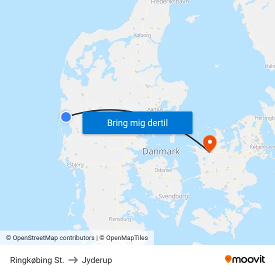 Ringkøbing St. to Jyderup map