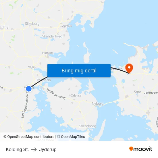 Kolding St. to Jyderup map