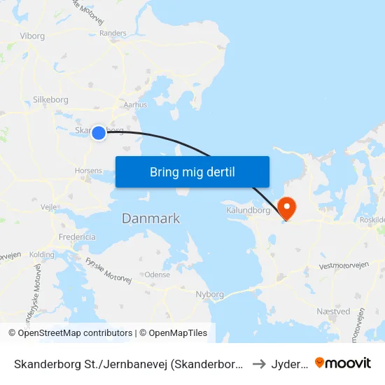 Skanderborg St./Jernbanevej (Skanderborg Kom) to Jyderup map
