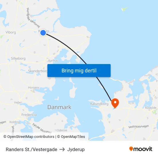 Randers St./Vestergade to Jyderup map