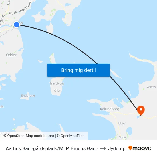 Aarhus Banegårdsplads/M. P. Bruuns Gade to Jyderup map