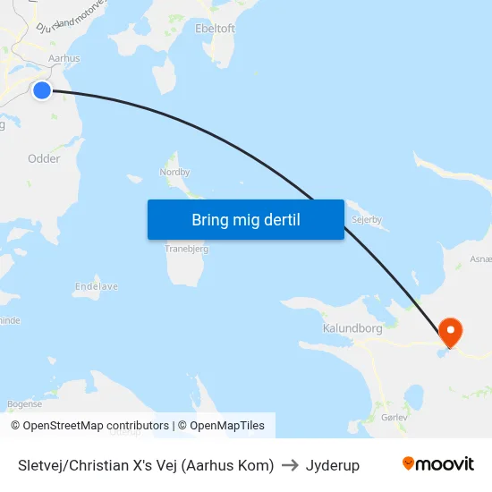 Sletvej/Christian X's Vej (Aarhus Kom) to Jyderup map
