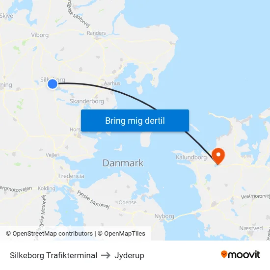 Silkeborg Trafikterminal to Jyderup map