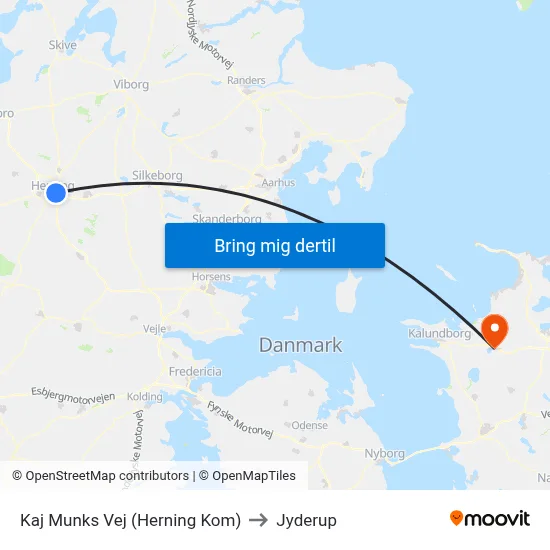 Kaj Munks Vej (Herning Kom) to Jyderup map