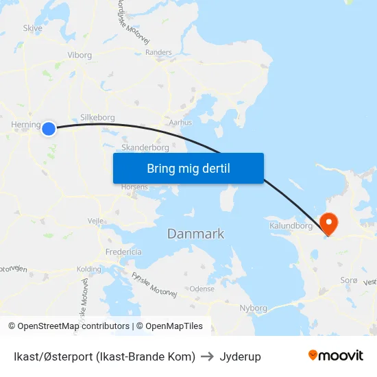 Ikast/Østerport (Ikast-Brande Kom) to Jyderup map