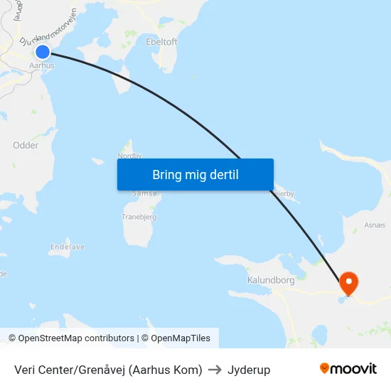 Veri Center/Grenåvej (Aarhus Kom) to Jyderup map