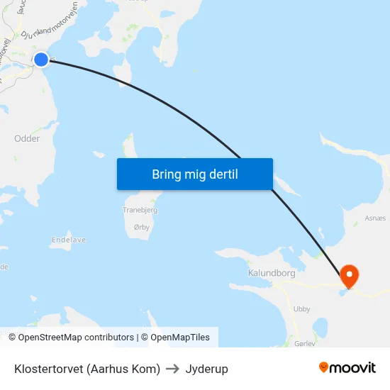 Klostertorvet (Aarhus Kom) to Jyderup map