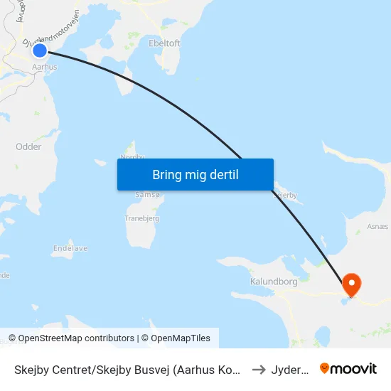 Skejby Centret/Skejby Busvej (Aarhus Kom) to Jyderup map