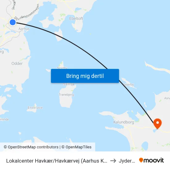 Lokalcenter Havkær/Havkærvej (Aarhus Kom) to Jyderup map