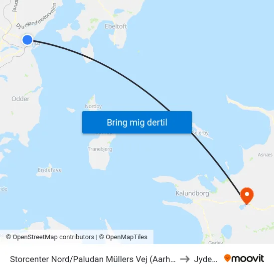 Storcenter Nord/Paludan Müllers Vej (Aarhus Kom) to Jyderup map
