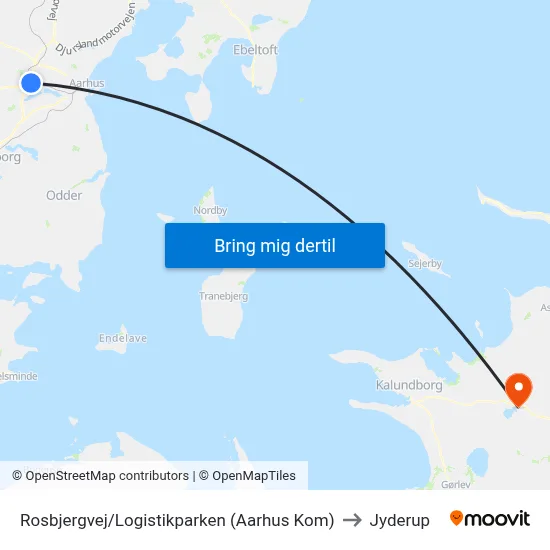 Rosbjergvej/Logistikparken (Aarhus Kom) to Jyderup map