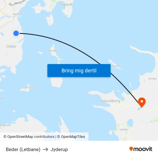 Beder (Letbane) to Jyderup map