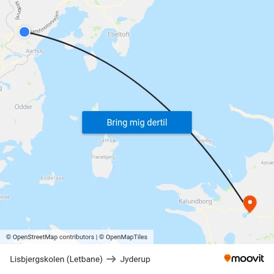 Lisbjergskolen (Letbane) to Jyderup map