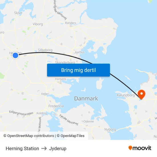Herning Station to Jyderup map
