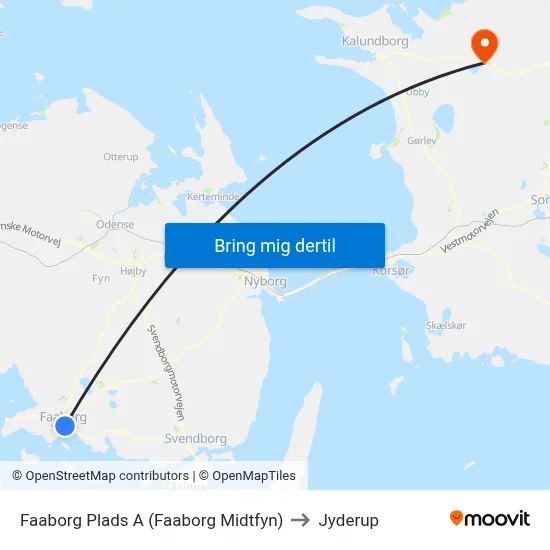 Faaborg Plads A (Faaborg Midtfyn) to Jyderup map
