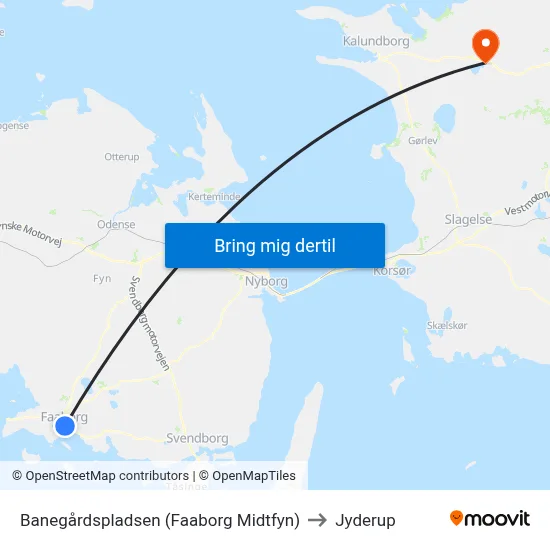 Banegårdspladsen (Faaborg Midtfyn) to Jyderup map