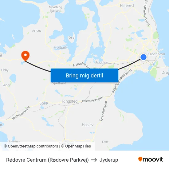 Rødovre Centrum (Rødovre Parkvej) to Jyderup map
