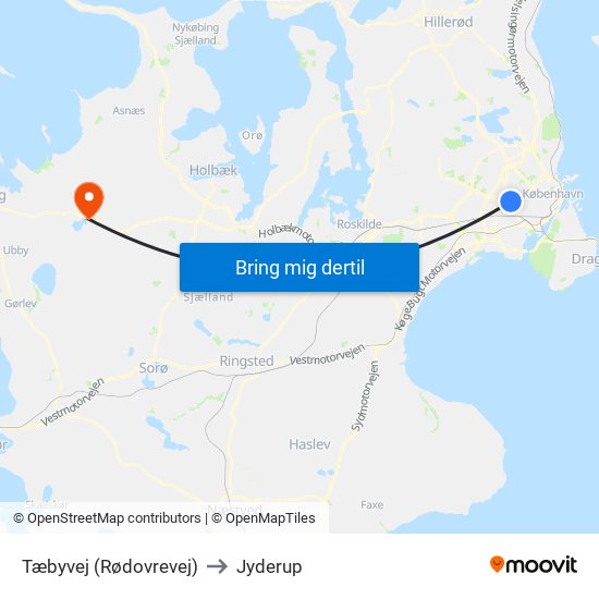 Tæbyvej (Rødovrevej) to Jyderup map