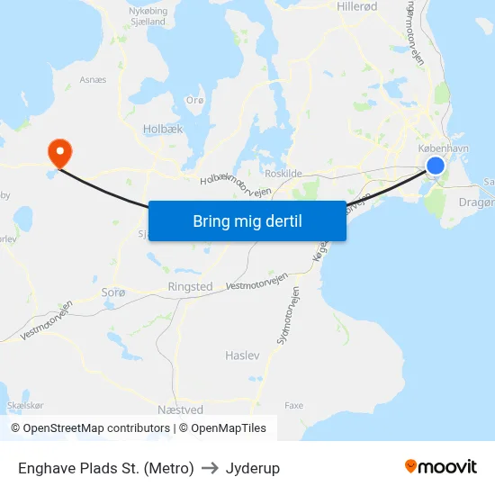 Enghave Plads St. (Metro) to Jyderup map