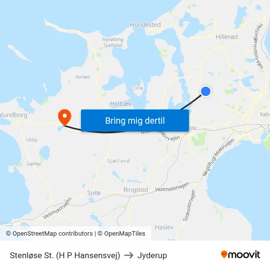 Stenløse St. (H P Hansensvej) to Jyderup map