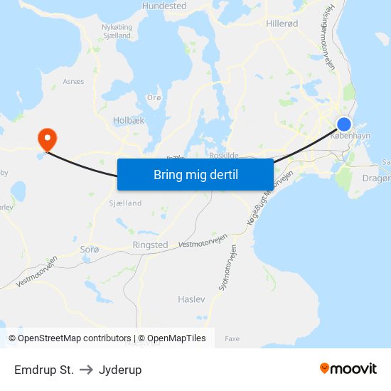 Emdrup St. to Jyderup map