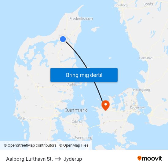 Aalborg Lufthavn St. to Jyderup map