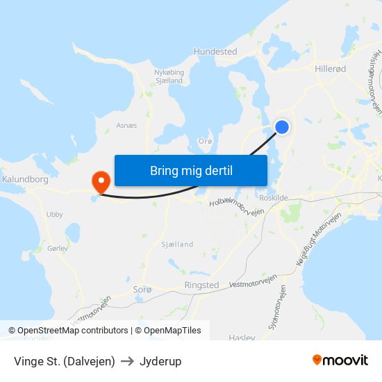 Vinge St. (Dalvejen) to Jyderup map