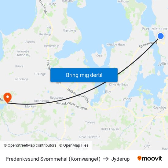 Frederikssund Svømmehal (Kornvænget) to Jyderup map